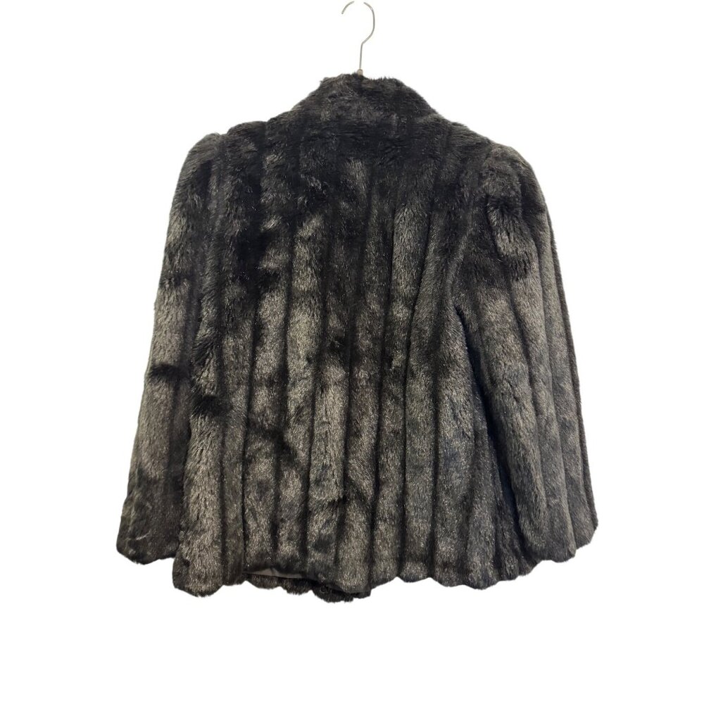 Vintage Ron Do Faux Fur Jacket Black L Large Open Front - Picture 5 of 8